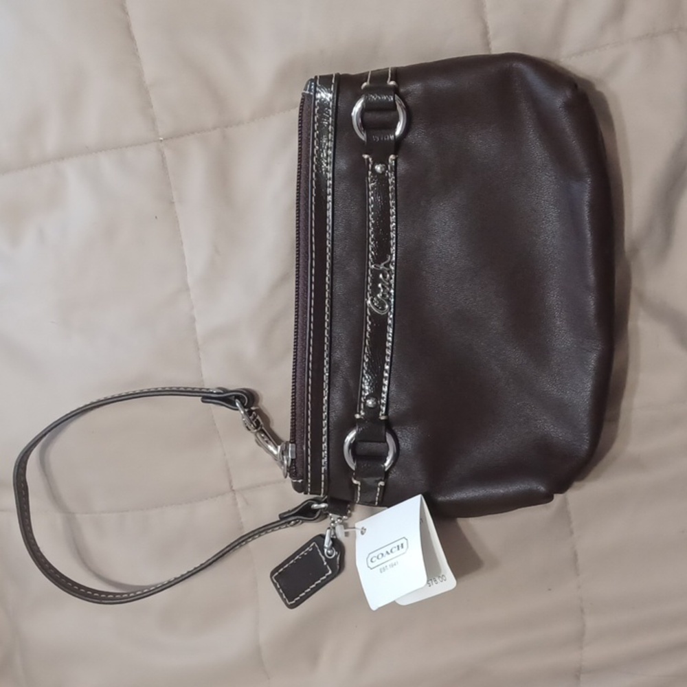 Coach small brown leather wristlet